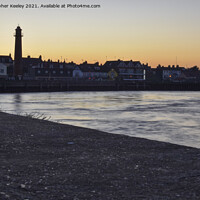 Buy canvas prints of Sunset over Gorleston harbour by Christopher Keeley