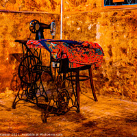 Buy canvas prints of Old sewing machine in vintage room  by Hanif Setiawan