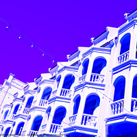 Buy canvas prints of One row from an ancient white floored facade. by Hanif Setiawan