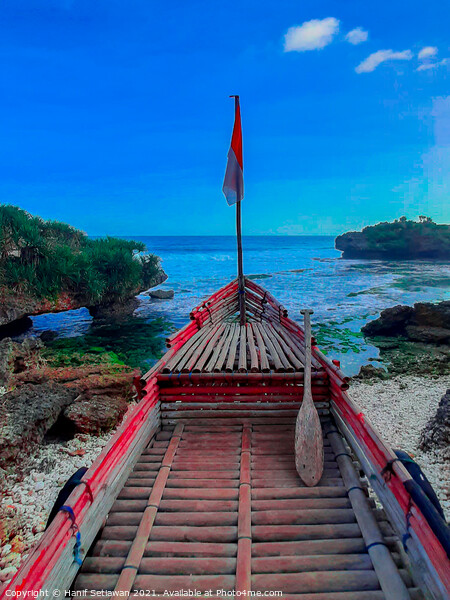 A bamboo longtail boat as view point Picture Board by Hanif Setiawan
