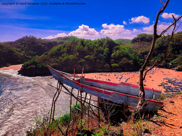 A bamboo fishing boat as high view point over the  Picture Board by Hanif Setiawan
