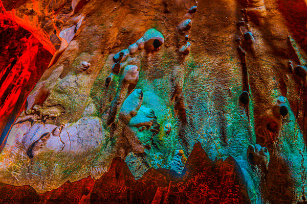 Abstract shapes on a flowing stone wall in a cave Picture Board by Hanif Setiawan