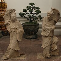 Buy canvas prints of Stone sculptures art from Asian woman and man. by Hanif Setiawan