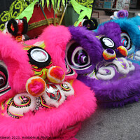 Buy canvas prints of Chinese Dragon masks in three colors on a festival by Hanif Setiawan