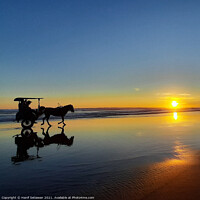 Buy canvas prints of Horse-drawn carriage on sunset beach in square 1 by Hanif Setiawan