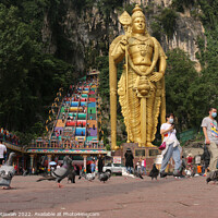 Buy canvas prints of Lord Murugan statue and stairs to the Batu Caves by Hanif Setiawan