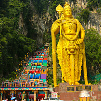 Buy canvas prints of Lord Murugan and stairs to Batu Caves temple 2 by Hanif Setiawan