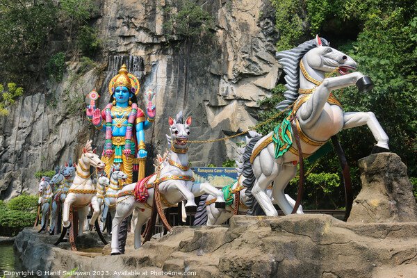 Hindu God with horse carriage at Ramayana Cave Picture Board by Hanif Setiawan