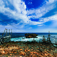 Buy canvas prints of A rock plateau and a rock island in the sea 3 by Hanif Setiawan