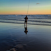 Buy canvas prints of Fisherman beach sunset 2 by Hanif Setiawan