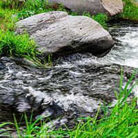 Buy canvas prints of Wild creek with stones and grass 2 by Hanif Setiawan