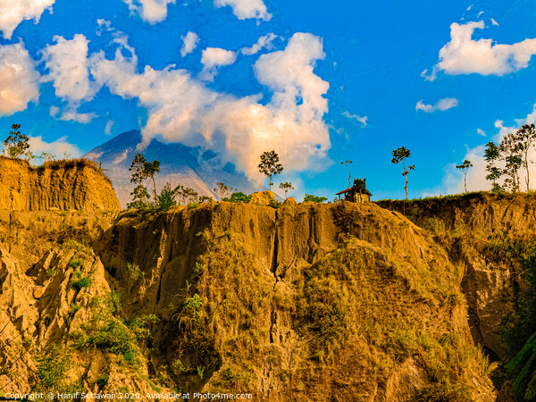 Vulcan Merapi behind steep hill 2 Picture Board by Hanif Setiawan