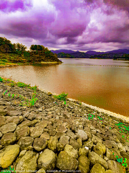 Water reservoir lake paving stone dam cloud sky Picture Board by Hanif Setiawan