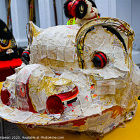 Buy canvas prints of Unfinished white Chinese Dragon mask on a festival by Hanif Setiawan
