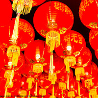 Buy canvas prints of Red lantern roof decoration for Chinese New Year by Hanif Setiawan