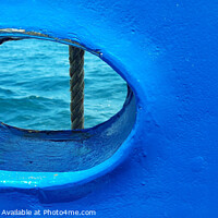 Buy canvas prints of Bull´s eye in a blue iron wall from a ship. 2b by Hanif Setiawan