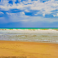 Buy canvas prints of Sand beach wavy sea and cloud sky 1b by Hanif Setiawan