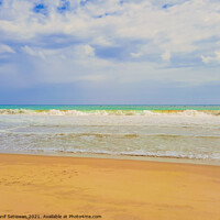 Buy canvas prints of Sand beach wavy sea and cloud sky 1d by Hanif Setiawan