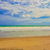 Buy canvas prints of Sand beach wavy sea and cloud sky 2b by Hanif Setiawan