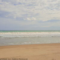 Buy canvas prints of Sand beach wavy sea and cloud sky 2c by Hanif Setiawan