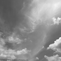 Buy canvas prints of Fluffy cloud shape cloudscape in black and white. by Hanif Setiawan
