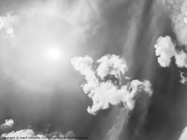 Fluffy cloud shape cloudscape in black and white. Picture Board by Hanif Setiawan