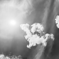 Buy canvas prints of Fluffy cloud shape cloudscape in black and white. by Hanif Setiawan