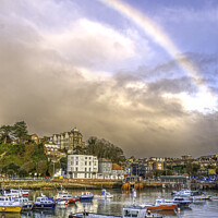 Buy canvas prints of Rainbow over Folkestone harbour  by James Eastwell