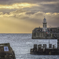 Buy canvas prints of Folkestone Harbour arm lighthouse  by James Eastwell