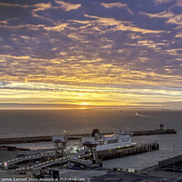 Buy canvas prints of Dover Docks - sunrise fire  by James Eastwell