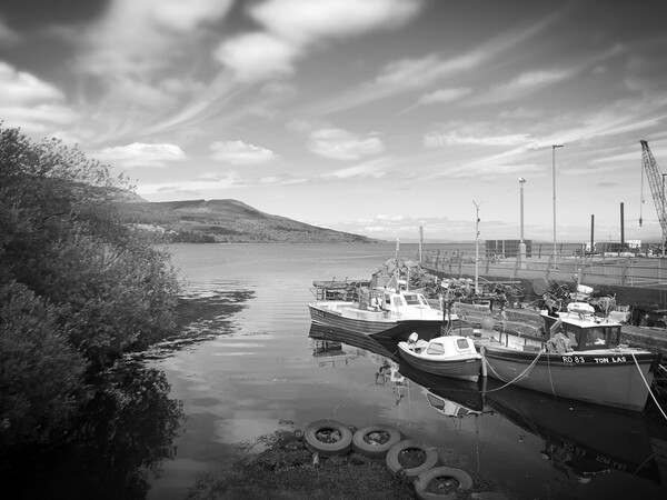 B&W Boats in at the harbour  Picture Board by Paddy 