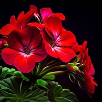 Buy canvas prints of Geraniums with a black background  by Paddy 