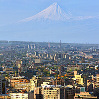 Buy canvas prints of Legendary mount Ararat and Yerevan city. by Mikhail Pogosov