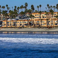 Buy canvas prints of View from the pier on homes in Oceanside. by Mikhail Pogosov