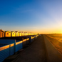Buy canvas prints of Sunset over the Walings beach huts Frinton-on-Sea by Paula Tracy
