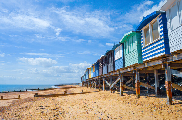 Blue Sky, blue sea and blue huts! at Frinton Picture Board by Paula Tracy