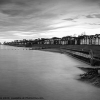 Buy canvas prints of Dreamy sunset at Walton-on-the-Naze, in timeless black and white by Paula Tracy