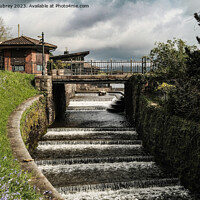 Buy canvas prints of The weir at Roath Park Lake, Cardiff  by Roger Aubrey