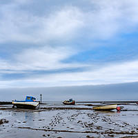 Buy canvas prints of Moored boats, Morecambe Bay by Roger Aubrey
