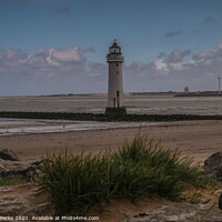 Buy canvas prints of Low tides at New Brighton Lighthouse by Richard Perks