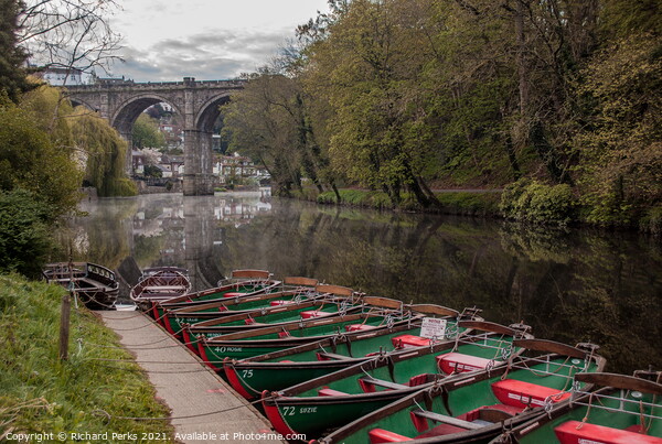 Boats on the Nidd Picture Board by Richard Perks