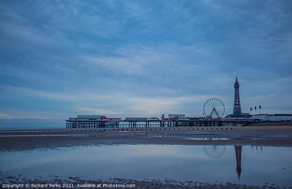 Blackpool tower beach reflections Picture Board by Richard Perks