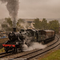 Buy canvas prints of Steaming through the rain out of Keighley by Richard Perks