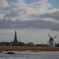 Buy canvas prints of Lytham windmill and St John Church  by Richard Perks