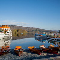 Buy canvas prints of Boats for Hire on Lake Windemere, Bowness by Richard Perks