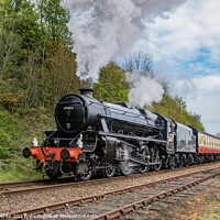 Buy canvas prints of North Yorkshire moors train leaving right on time by Richard Perks