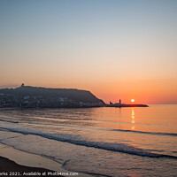 Buy canvas prints of Scarborough Lighthouse Sunrise by Richard Perks