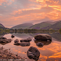 Buy canvas prints of Dawn breaking over the Lake at Grasmere, Lake Dist by Richard Perks