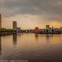 Buy canvas prints of Manchester city skyline reflections - Salford Quay by Richard Perks