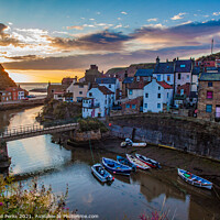 Buy canvas prints of Staithes Harbour at Sunrise by Richard Perks